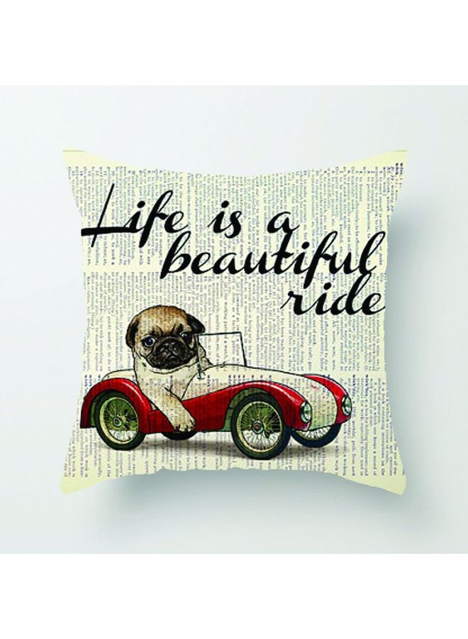 NIBEMINENT Dog Printed Decorative Cushion Cover Multicolour