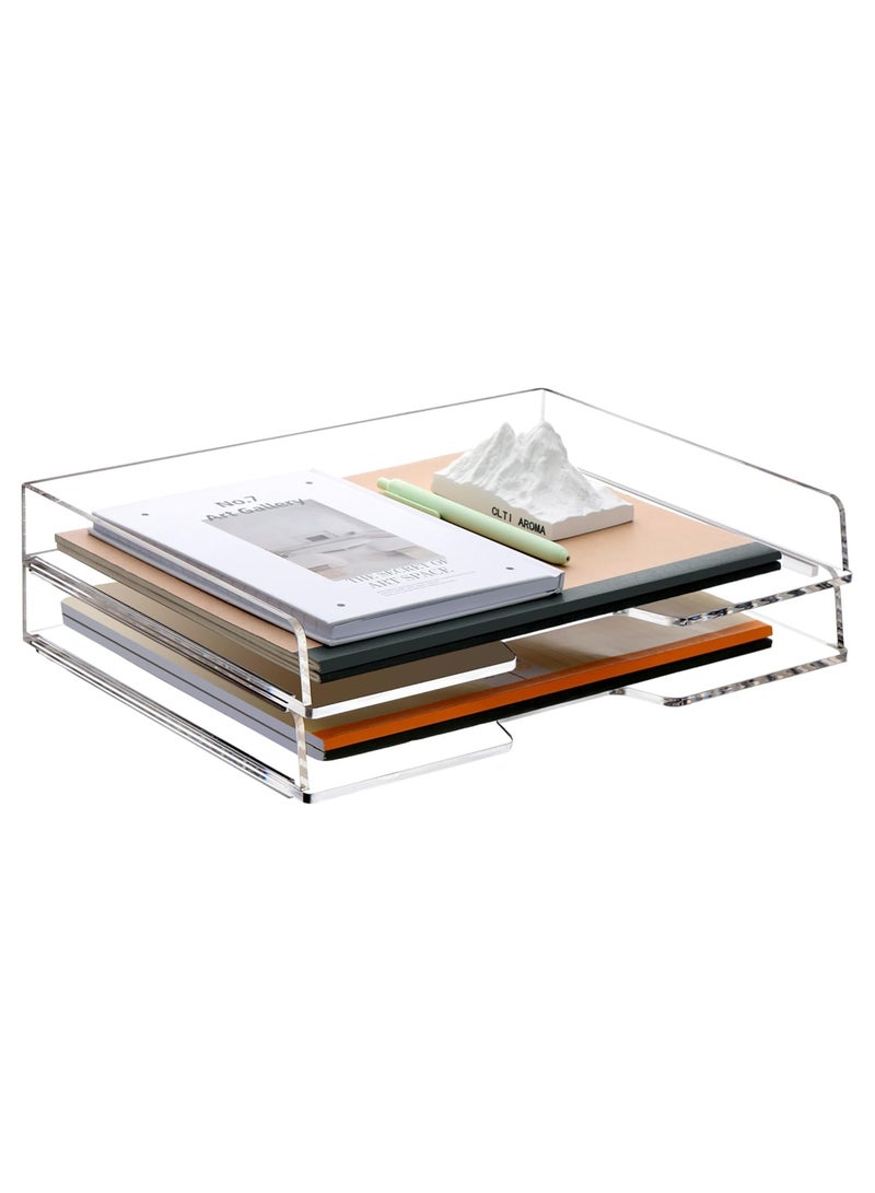 TPGP Paper Letter Tray Organizer, Stackable Paper Sorter Organizer for Letter/A4, Acrylic Office Supplies Desk Organizer for Home Office, Fits 9 x 11.5 Inch Sheets, 2/PK, Clear - Image 1