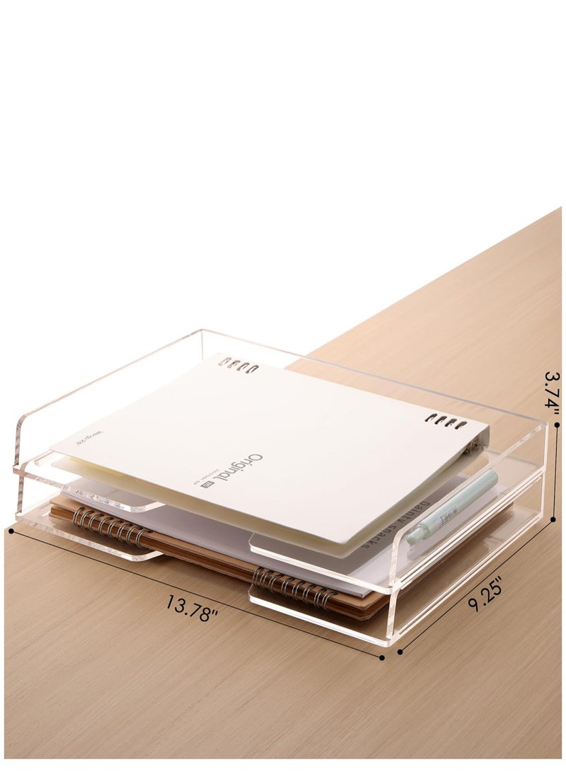 TPGP Paper Letter Tray Organizer, Stackable Paper Sorter Organizer for Letter/A4, Acrylic Office Supplies Desk Organizer for Home Office, Fits 9 x 11.5 Inch Sheets, 2/PK, Clear - Image 4