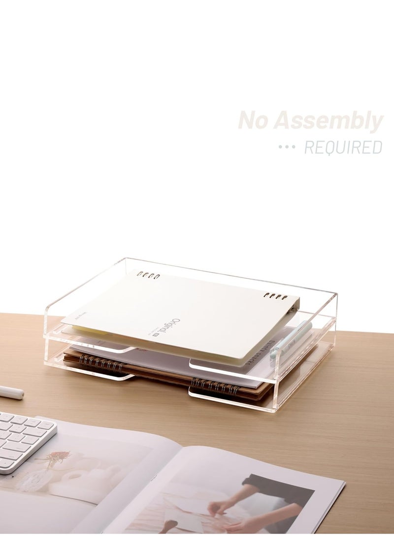 TPGP Paper Letter Tray Organizer, Stackable Paper Sorter Organizer for Letter/A4, Acrylic Office Supplies Desk Organizer for Home Office, Fits 9 x 11.5 Inch Sheets, 2/PK, Clear - Image 2
