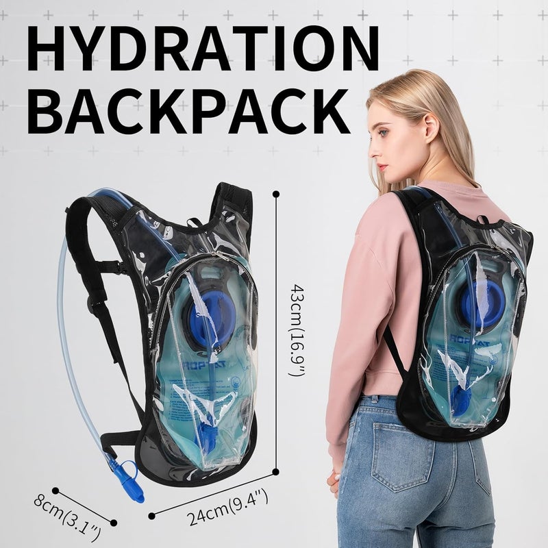 Roptat Hydration Backpack Pack with 2L Hydration Bladder - Lightweight Water Backpack Water Pouch for Women Men Running Riding Biking Music Festival - Image 2