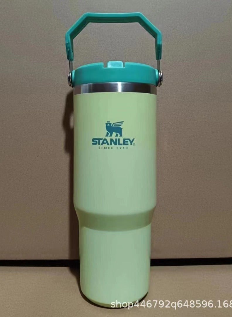 Stanley IceFlow Stainless Steel Tumbler with Straw - Vacuum Insulated Water Bottle for Home, Office or Car - Reusable Cup with Straw Leakproof Flip -Cold for 12 Hours or Iced for 2 Days (Citron), 30oz