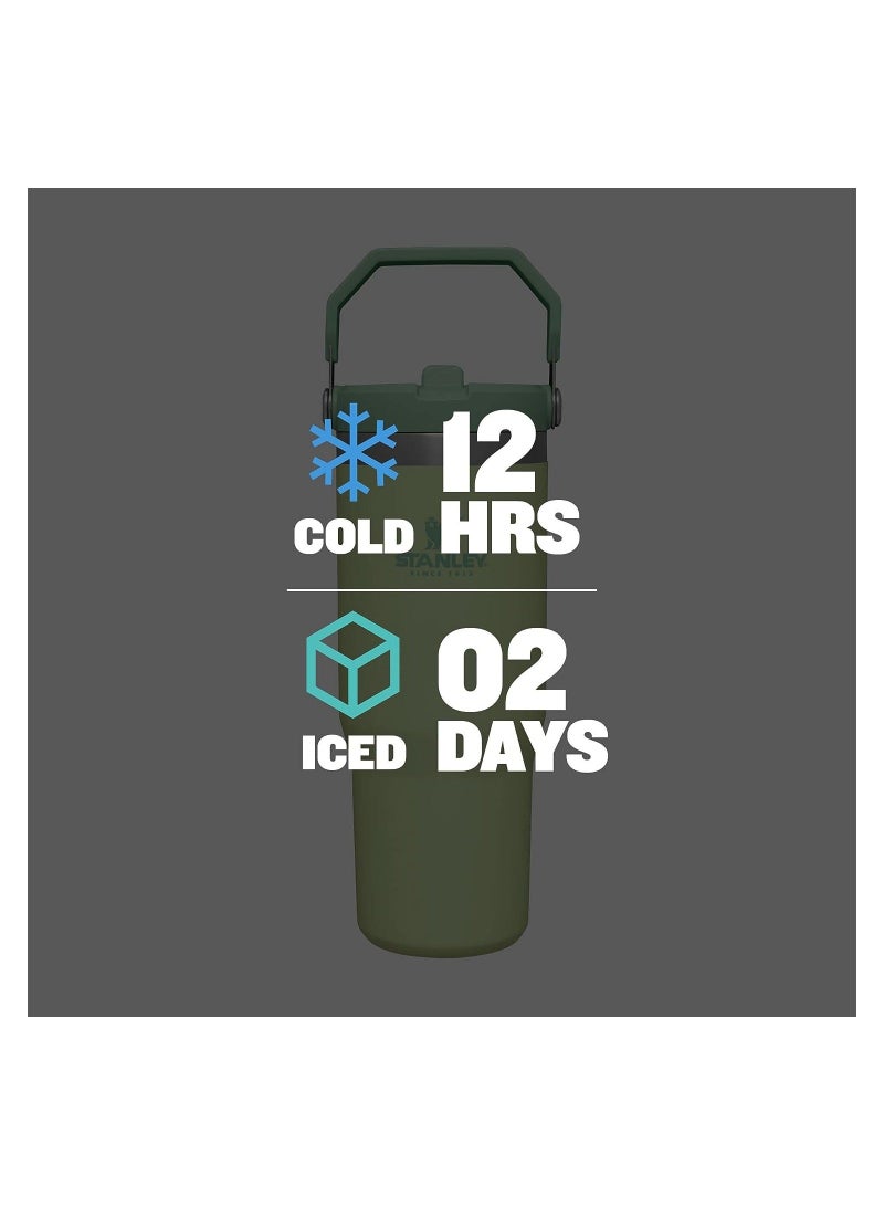 Stanley IceFlow Stainless Steel Tumbler with Straw - Vacuum Insulated Water Bottle for Home, Office or Car - Reusable Cup with Straw Leakproof Flip -Cold for 12 Hours or Iced for 2 Days (Citron), 30oz