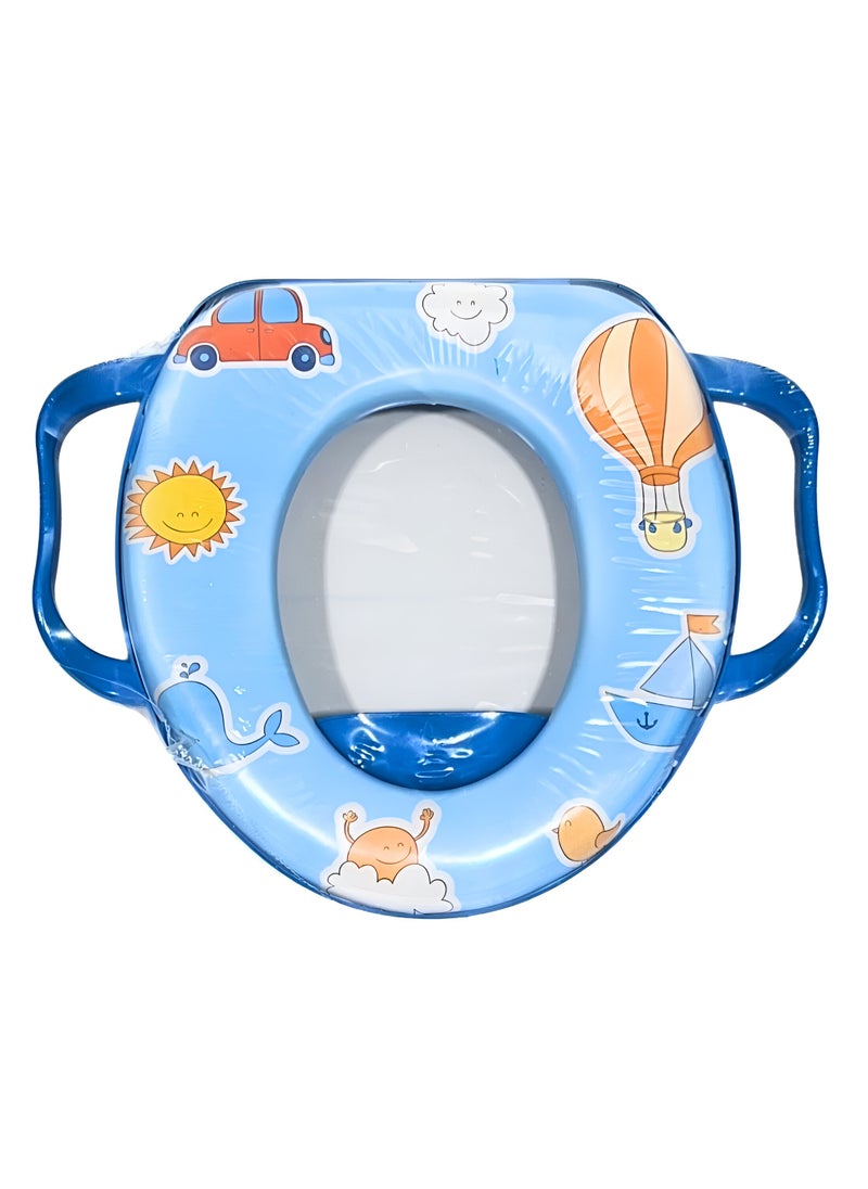 VIO - Cushioned Children Toilet Seat Baby Toddler Child Kids Adapter Toilet Seat with Handles Potty Training Seat for Western Toilet for Boys Girls Fits Round and Oval Toilets Printed - Image 1