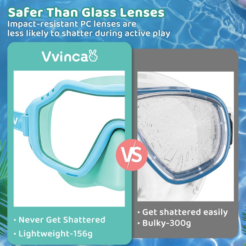 Vvinca 2 Pack Kids Swim Goggles with Nose Cover for Boys Girls 3-15, Anti Fog Diving Mask with Shatterproof Safety Lens for Toddler, Waterproof Swimming Goggles Value Set for Beach & Pool Beach - Image 5