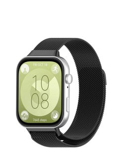 Magnetic Strap For Huawei Watch Fit3 Stainless Steel Milanese Loop For Huawei Watch Fit3 Wristband Bracelet Accessories (Black)