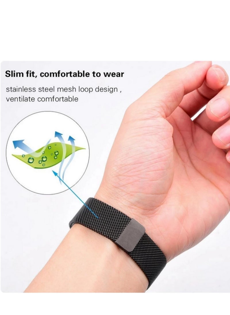 Generic - Magnetic Strap For Huawei Watch Fit3 Stainless Steel Milanese Loop For Huawei Watch Fit3 Wristband Bracelet Accessories (Black) - Image 1