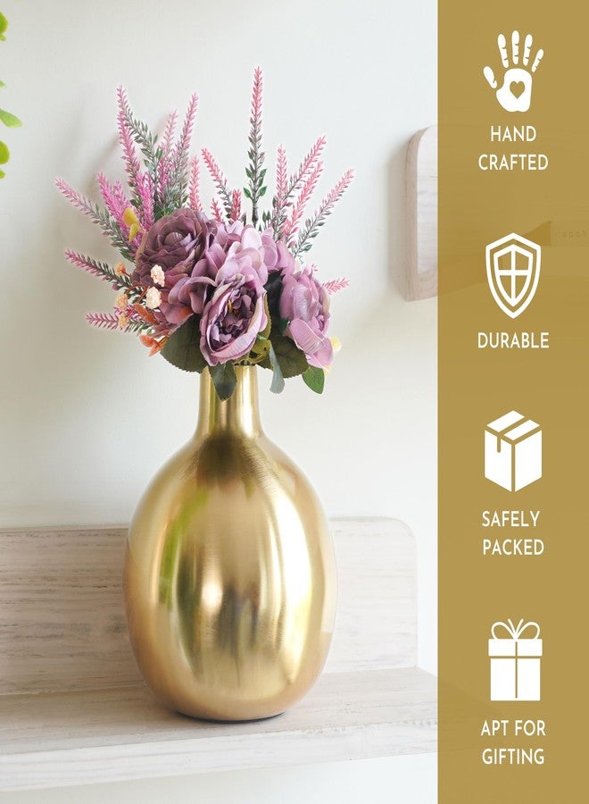 BEHOMA Glossy Golden Metal Flower Vase for Home & Office Décor | Table Decorative Flower Pot for Living Room, Dining Table | Gift for Birthday & Wedding Anniversary | 1Pcs (8") (Flower not Included) - Image 5