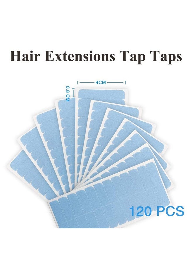 Amella Mella Hair 120 Pieces Hair Extension Tape Tabs Double Sided Extension Tapes For Replacement 4Cmx0.8Cm (Blue 120 Pieces)  - Image 3