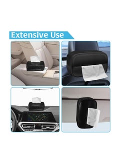 Generic HINGTAI Large Car Tissue Holder, Tissues Boxes Premium Pu Leather Car Accessories Interior Tissue Box Visor Tissue Holder for car, Suitable for Car Back Seat Tissue Holder in Car Napkin Holder(Black)  - Image 3