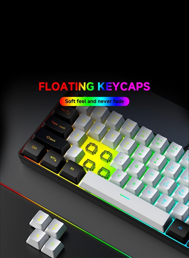 JoyousSto 60% Wired Gaming Keyboard RGB Backlit Membrane 60 % Keyboard Mechanical Feeling Ultra-Compact Mini Waterproof Keyboard for PC Computer Gamer Black and White - Image 5