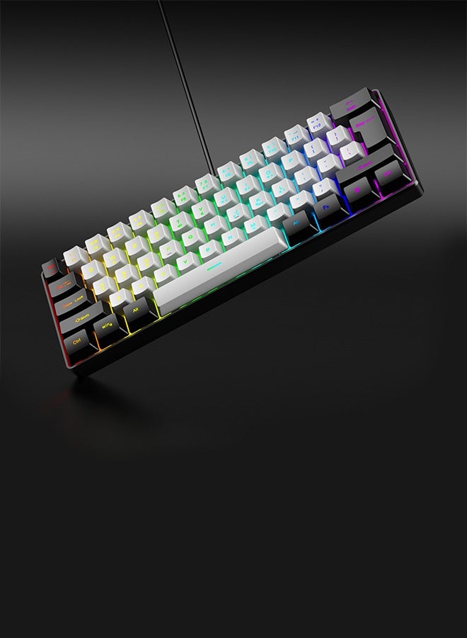 JoyousSto 60% Wired Gaming Keyboard RGB Backlit Membrane 60 % Keyboard Mechanical Feeling Ultra-Compact Mini Waterproof Keyboard for PC Computer Gamer Black and White - Image 2