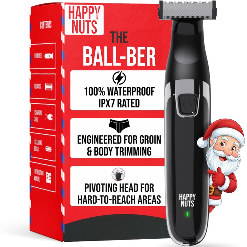 HAPPY NUTS The Ballber Electric Body Hair Trimmer for Men Mens Body Groomer Kit for Privates IPX7 Waterproof Shaver for Hard to Reach Areas
