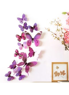 Hanghaijia 12 Pcs 3D Butterfly Wall Sticker, Detachable Mural DIY Self-adhesive Suitable For Home Room And Kindergarten Wall Decoration  - Image 2