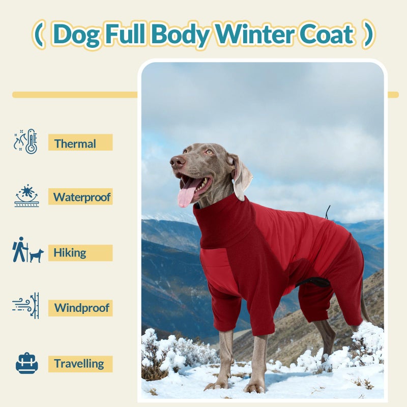 ROZKITCH Dog Coat with Harness, Dog Winter Jacket, Dogs Onesie Body Warm Jackets, Small Dogs Winter Coats Reflective Windproof Warm Cold Weather Coats, Pet Waterproof Jacket Hiking Red S - Image 5