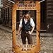 Sanixin Large Western Wanted Poster Western Cowboy Party Decoration Wanted Photo Booth Frame Wild West Selfie Banner Backdrop for West Cowboy Birthday Party Retro Rustic Decoration Supplies Brown - Image 3