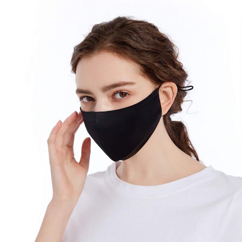 ROSEWARD 100% Mulberry Silk Face Mask for Adults Breathable Cooling Comfortable Cute Cloth Facemask Thin Lightweight-Black - Image 5