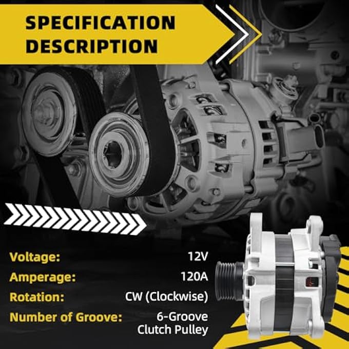 HXYBBGS 23100-6LB0A 12V 120AMP Alternator Compatible With Nissan Sentra 2020-2022 L4 2.0L - Image 3