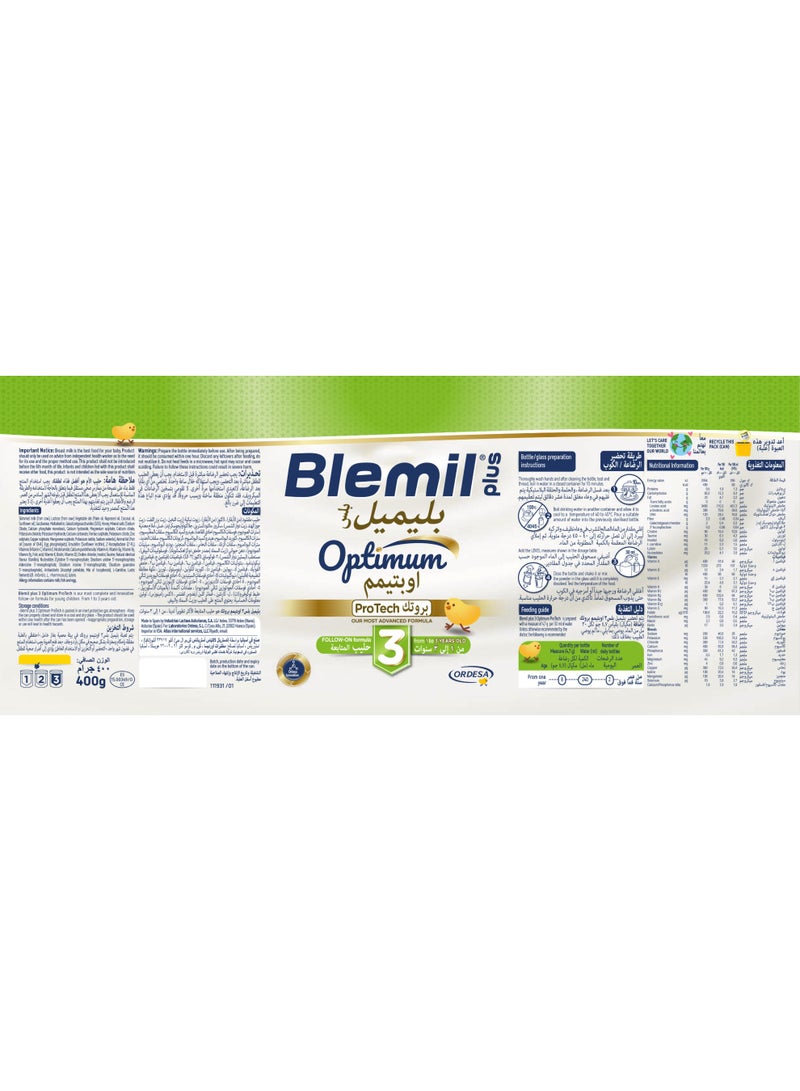 بليميل بلس أوبتيموم بروتيك (Optimum Protech) - المرحلة 3 - 400 غرام - Image 2
