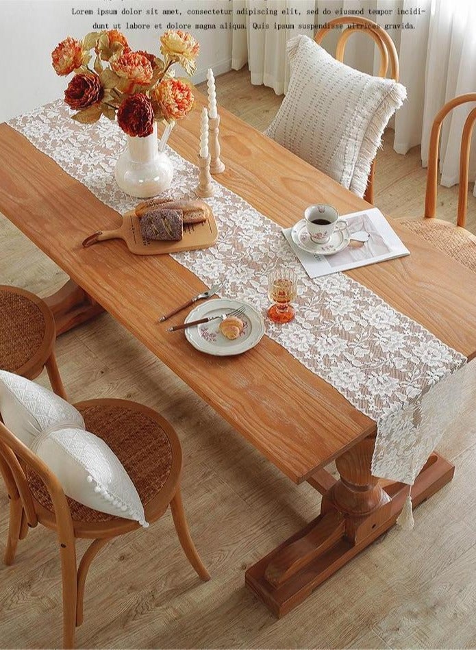 Lace sideboard cover cloth household long table runner table cloth American pastoral long table decoration shoe cabinet dustproof cover towel 30*180cm - Image 5