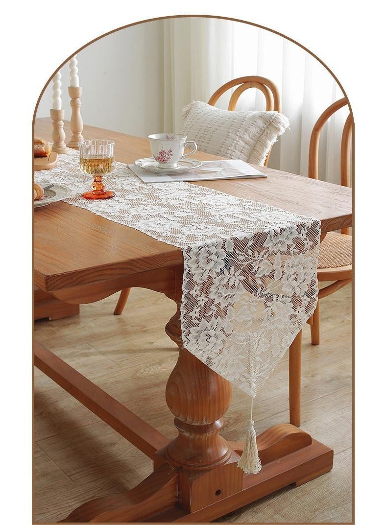 Lace sideboard cover cloth household long table runner table cloth American pastoral long table decoration shoe cabinet dustproof cover towel 30*180cm - Image 1
