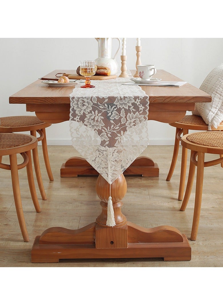 Lace sideboard cover cloth household long table runner table cloth American pastoral long table decoration shoe cabinet dustproof cover towel 30*180cm - Image 3
