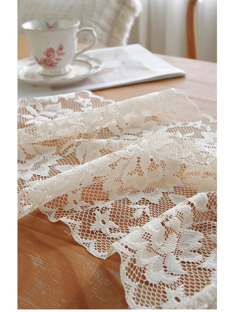 Lace sideboard cover cloth household long table runner table cloth American pastoral long table decoration shoe cabinet dustproof cover towel 30*180cm - Image 2