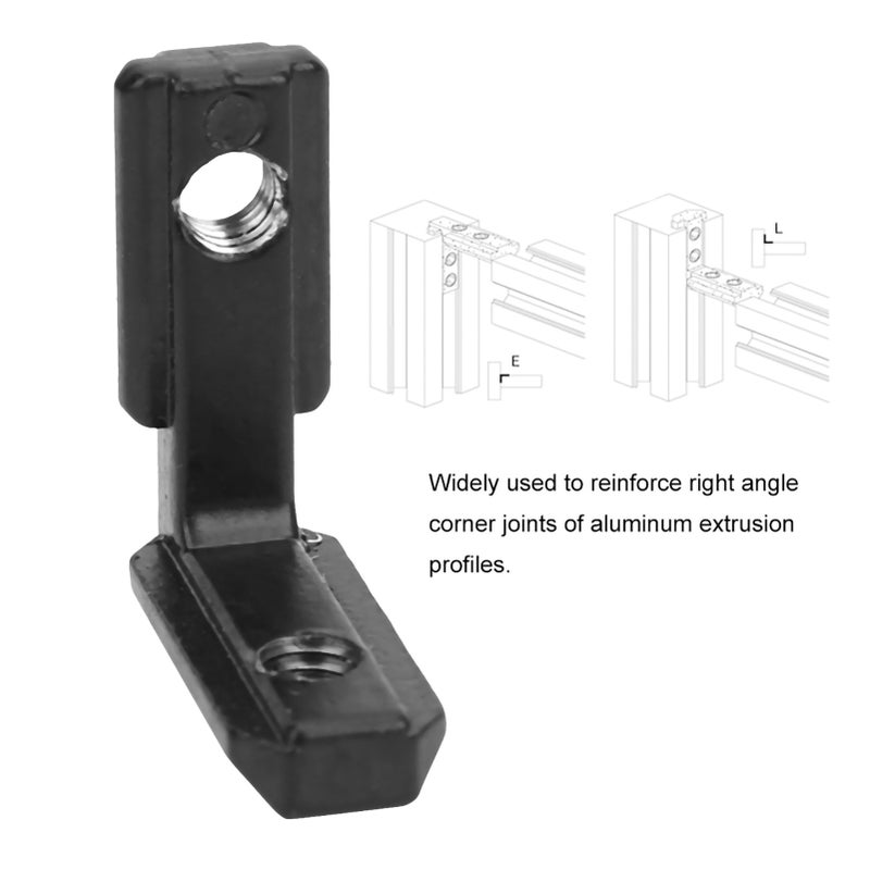10Pcs T Slot L shape Carbon Steel Interior Corner Connector Joint Bracket Black(2020 ) - Image 2