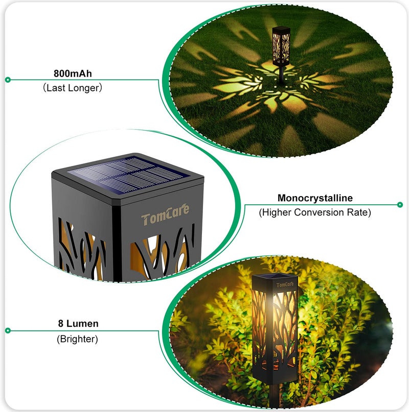 TomCare Solar Lights Outdoor Upgraded Bright Solar Pathway Lights Bigger Size Decorative Solar Waterproof Solar Powered Led Landscape Garden Lighting for Path Yard Walkway, 8 Pack - Image 2