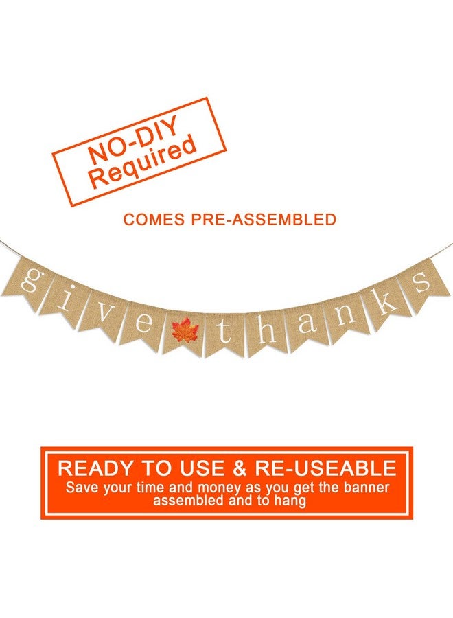 Partyprops Give Thanks Burlap Banner | Thanksgiving Banner Decoration | Thanksgiving Banner Burlap | Thankful Give Thanks Party Home Decoration Supplies - Image 2