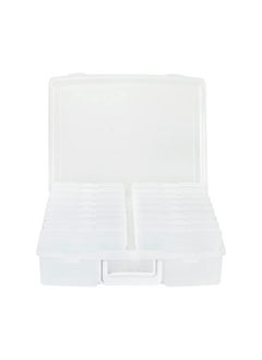 novelinks 4" x 6" Photo Organizer Box With Handle - 16 Inner Cases for Picture Storage (White)