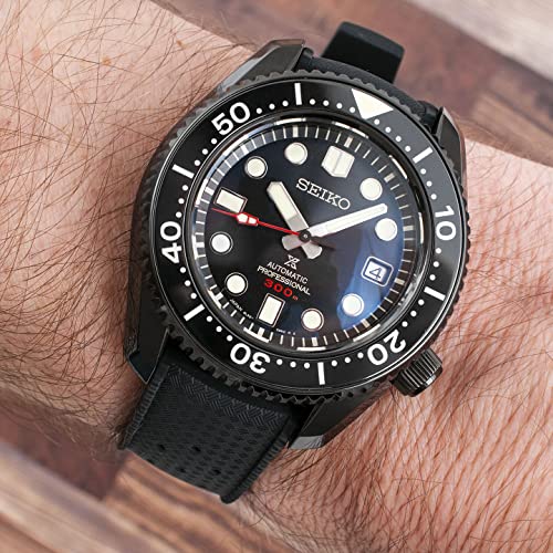 StrapHabit Quick Release Tropical Style FKM Rubber Watch Strap Band 18mm, 19mm, 20mm, 21mm, 22mm (Black, 19mm) - Image 3