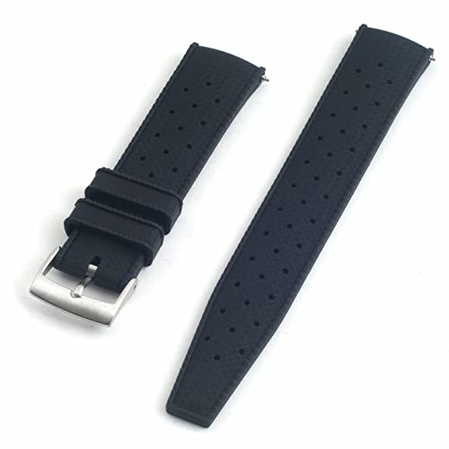 StrapHabit Quick Release Tropical Style FKM Rubber Watch Strap Band 18mm, 19mm, 20mm, 21mm, 22mm (Black, 19mm) - Image 1