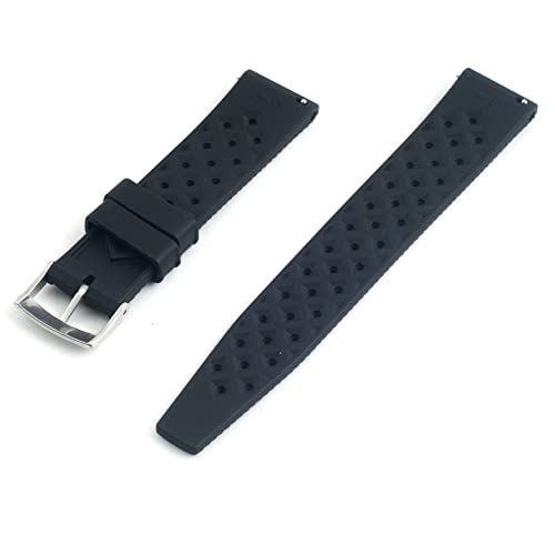 StrapHabit Quick Release Tropical Style FKM Rubber Watch Strap Band 18mm, 19mm, 20mm, 21mm, 22mm (Black, 19mm) - Image 2