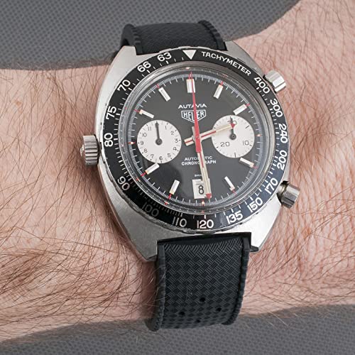 StrapHabit Quick Release Tropical Style FKM Rubber Watch Strap Band 18mm, 19mm, 20mm, 21mm, 22mm (Black, 19mm) - Image 4
