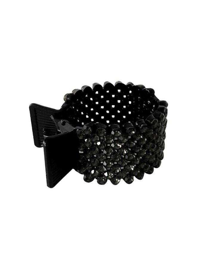 KINFENE 3 Pack Glitter Claw Clips for Long Hair - Metal Rhinestone Hair Rings with High Braids and Horsetail Buckles (Black) - Image 3