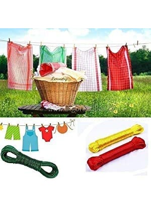 ROLLYWARE ROLLYWARE Nylon Clothing Line String Rope Wire for Clothes Drying Twisted Multipurpose Outdoor Clothes Drying Wire Travel Friendly Rope for Cloth MultiColour 10  - Image 2