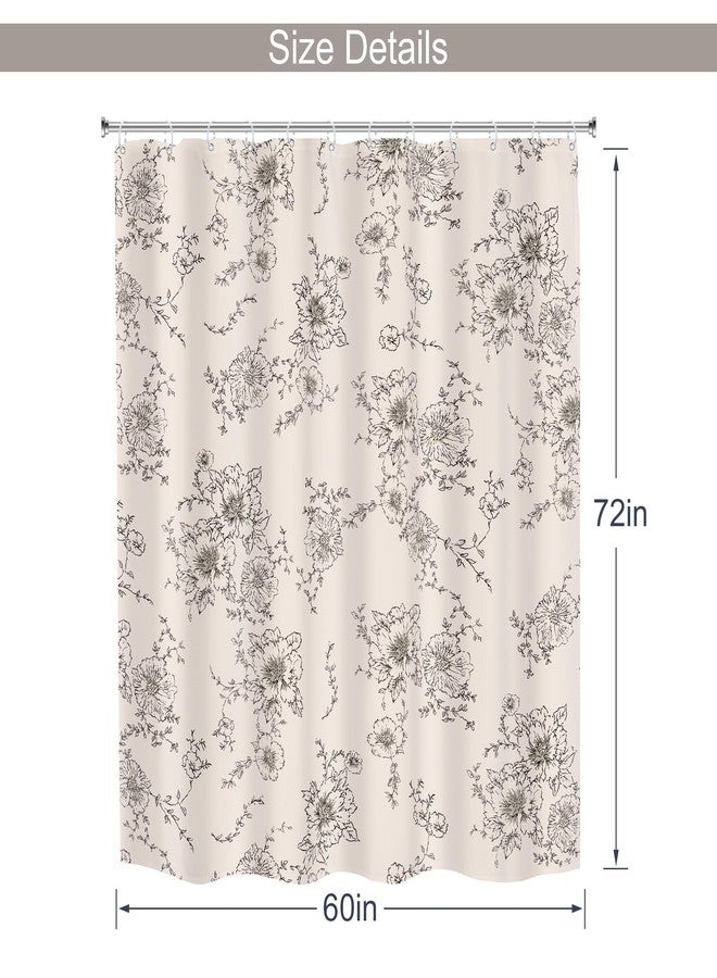 MESHELLY Farmhouse Vintage Floral Shower Curtain 60Wx72H Boho Black Flower Pattern Rustic Botanical Spring Cottagecore Bathroom Curtain Girls Women Bath Curtain Bathroom Accessories Decor with 12 Hook - Image 5