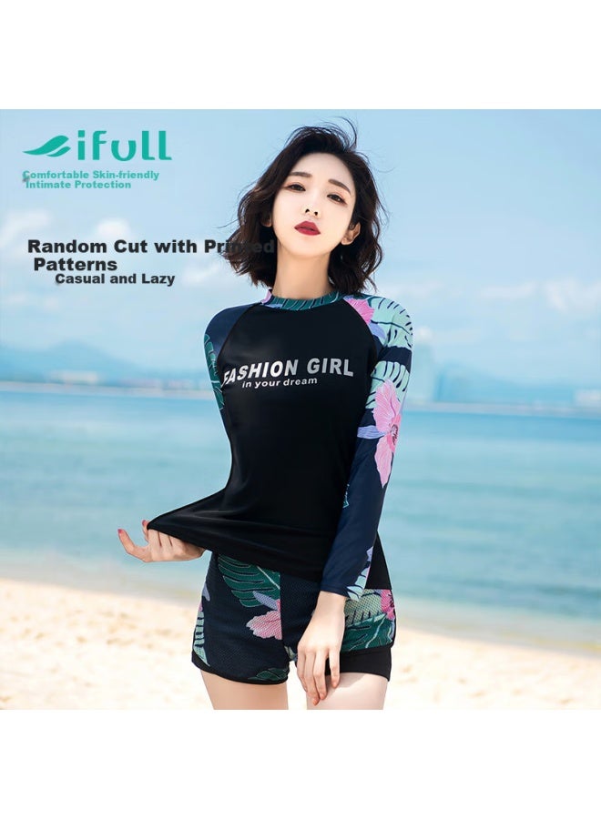 Skin-friendly Yifu Women's Swimsuit, Hot Spring Tummy Control, Two-piece Conservative Slimming Long-sleeve Swimwear For Wome - Image 1