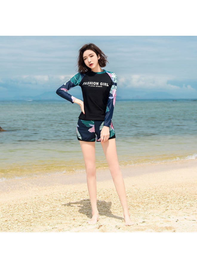 Skin-friendly Yifu Women's Swimsuit, Hot Spring Tummy Control, Two-piece Conservative Slimming Long-sleeve Swimwear For Wome - Image 2