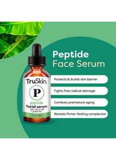TruSkin TruSkin Peptide Serum For Face - with Collagen Boosting Peptides, Amino Acids, Green Tea, Aloe and Vitamins B5 & E, 1 fl oz  - Image 2