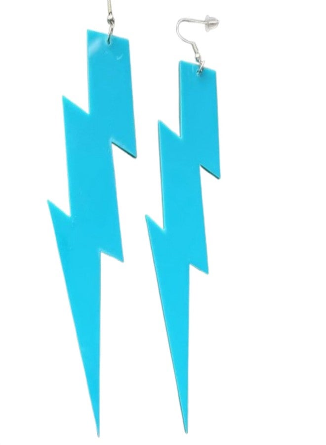 Kicomvi 80s 90s Neon Earrings Fluorescence Retro Acrylic Lightning Drop Dangle Earring for Women Party Jewelry-blue - Image 1