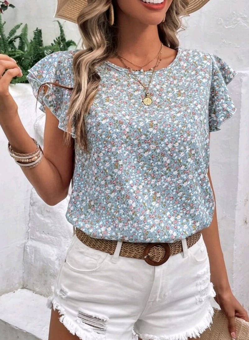 Shein SHEIN Clasi Ditsy Floral Print Butterfly Sleeve Blouse  - Image 1