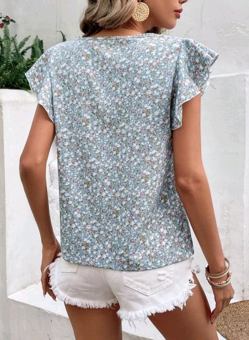 Shein SHEIN Clasi Ditsy Floral Print Butterfly Sleeve Blouse  - Image 2