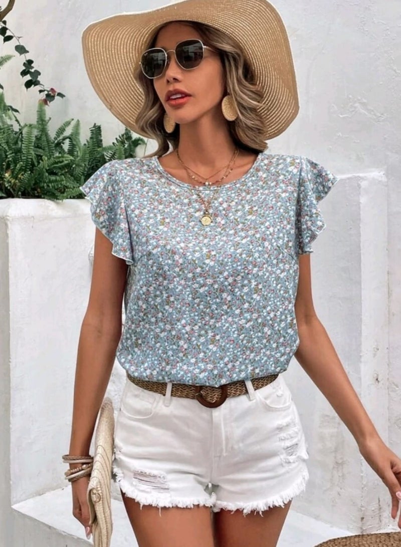 Shein SHEIN Clasi Ditsy Floral Print Butterfly Sleeve Blouse  - Image 4