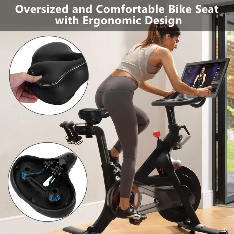 DAWAY C30i Comfortable Oversized Bike Seat - Memory Foam Padded Exercise Bicycle Saddle for Peloton, Stationary, Mountain, Road Bikes - Extra Wide Replacement Cushion for Men Women Comfort, Great Gift - Image 2