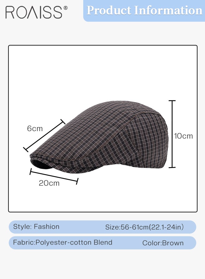 roaiss Plaid Berets for Men and Women, Irish Ivy Dockworker Flat Cap, Outdoor Casual Sun Visor Newsboy Cap, Adjustable Retro Forward Hat - Image 2