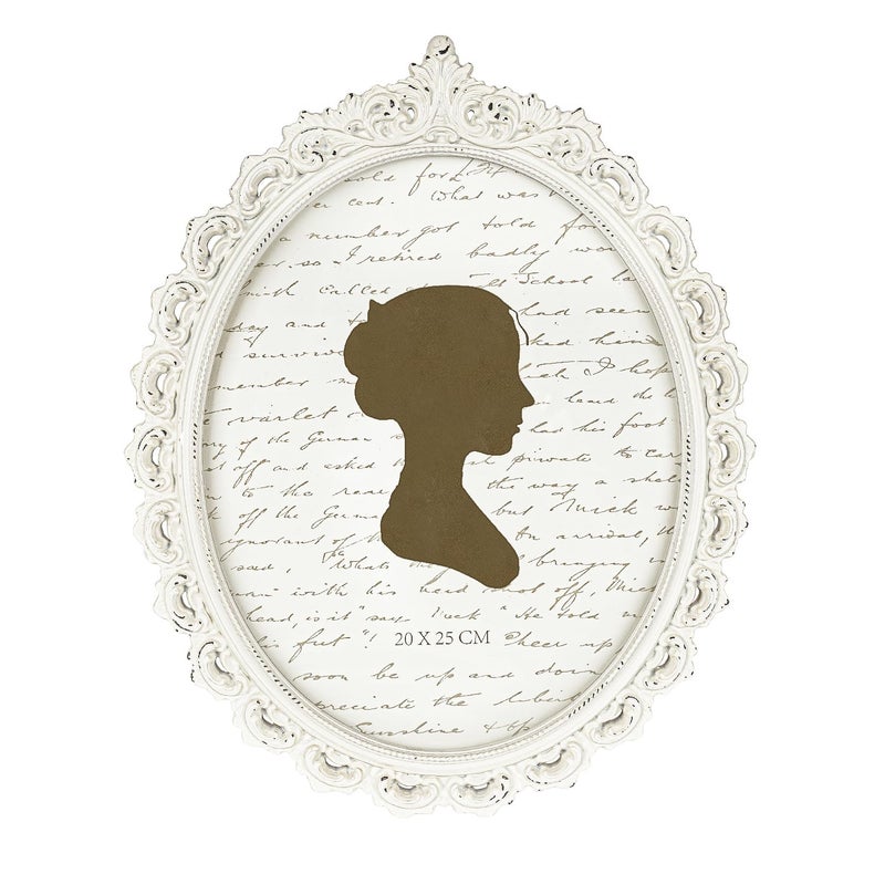 Sunlit Vintage Picture Frame 8x10 Inch  Oval Antique Photo Frames with Glass Front  Luxury Photo Display  Tabletop Wall Hanging  Gift Ideas  White - Image 1