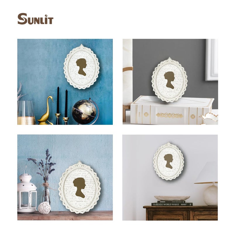 Sunlit Vintage Picture Frame 8x10 Inch  Oval Antique Photo Frames with Glass Front  Luxury Photo Display  Tabletop Wall Hanging  Gift Ideas  White - Image 4