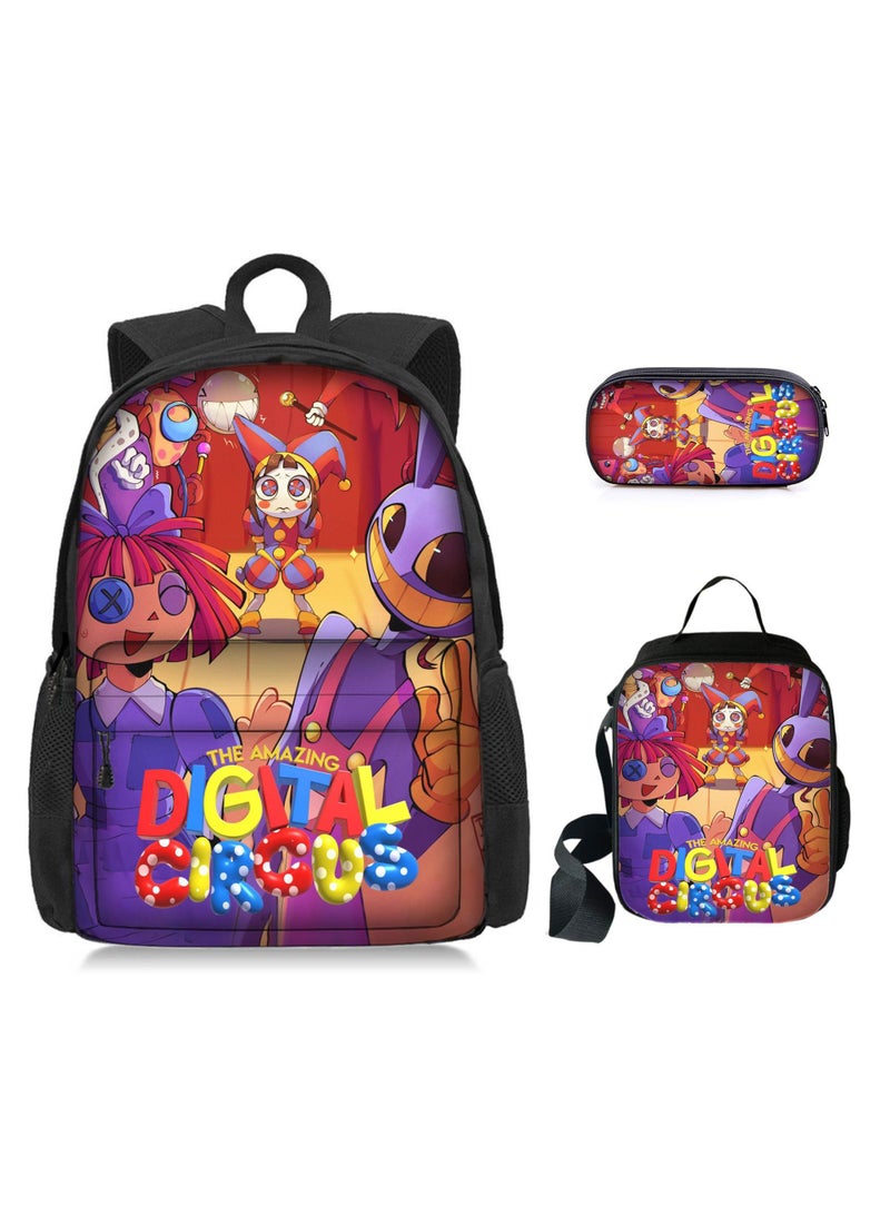 general 3 Pcs Anime The Amazing Digital Circus Backpack Set School Bag - Image 1